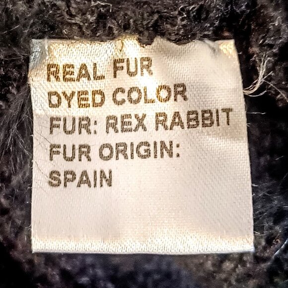 Belle Fare Black Rex Rabbit Fur Knitted Wool Fringe Vest - Picture 6 of 7